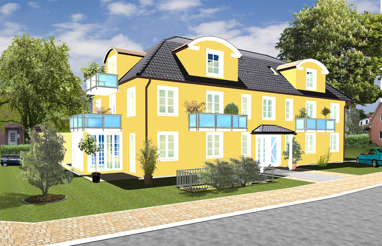 Bauplan visualisieren @ Schuur-Baugrafik - Mehrfamilienhaus in Freising nach G. Sonnenberg